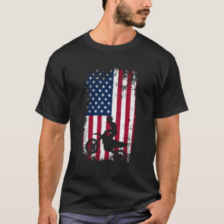 T-shirt Patriotique Motocross Dirt Bike American Flag Moto