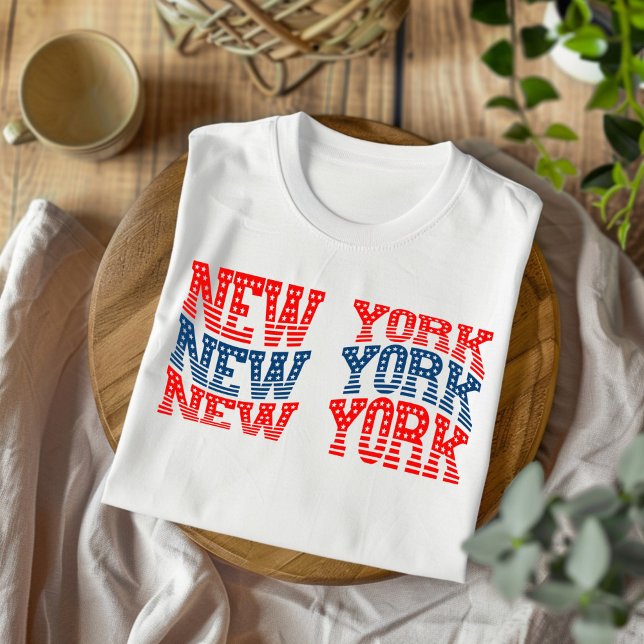 T-shirt Patriotique New York rouge et bleu Boho (Créateur téléchargé)