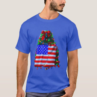 T-shirt Patriotique Noël US Drapeau Christmasree drôle