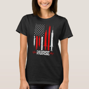 T-shirt Patriotique Nurse Us Drapeau Ecole de Graduation A