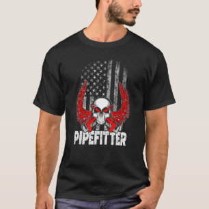 T-shirt Patriotique Pipefitter USA American Flag Plumbing 