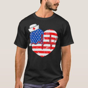 T-shirt Patriotique RN LPN CNA drapeau américain Juillet 4