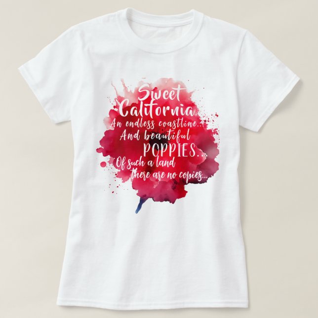 T-shirt Patriotique romantique du pavot rouge de Californi (Design devant)
