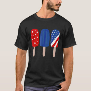 T-shirt Patriotique rouge blanc bleu popsicle papa hommes