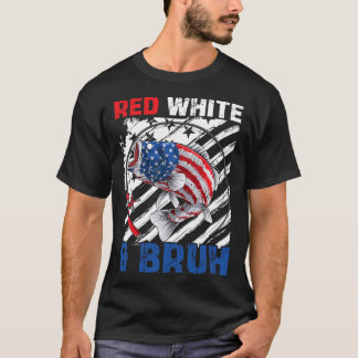 T-shirt Patriotique Rouge Blanc & Bruh Amérique Poisson 4 