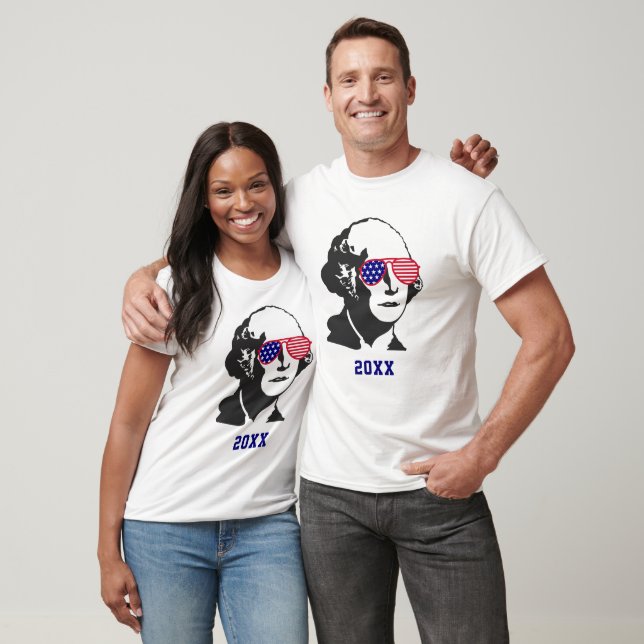 T-shirt Patriotique rouge blanc et bleu George Washington (Unisexe)