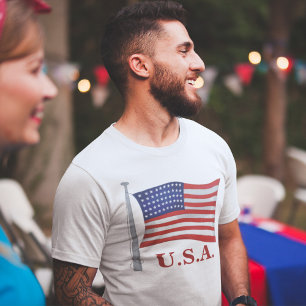 T-shirt Patriotique Rouge Blanc et Bleu Hommes tendance