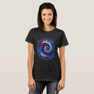 T-shirt Patriotique, spirale fractale abstraite rouge blan