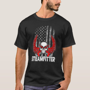T-shirt Patriotique Steamfitter USA American Flag Plumber 