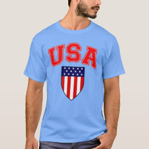 T-shirt Patriotique U S A American Flag Shield