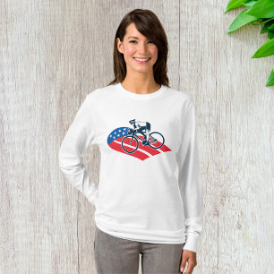 T-shirt Patriotique USA Cyclisme Américain Drapeau Vélo Ri