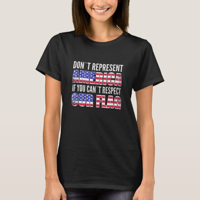 T-shirt Patriotique Usa Respectez Notre Drapeau Américain  (Devant)
