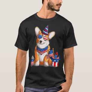 T-shirt Patriotique Welsh Corgi Chien 4 juillet