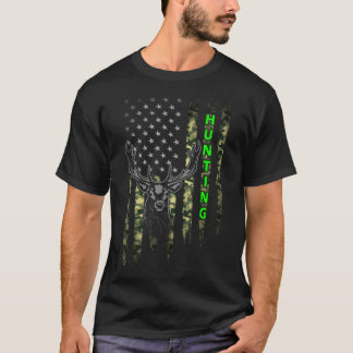 T-shirt Patriotique Whitetail Buck Deer Chasse Américaine