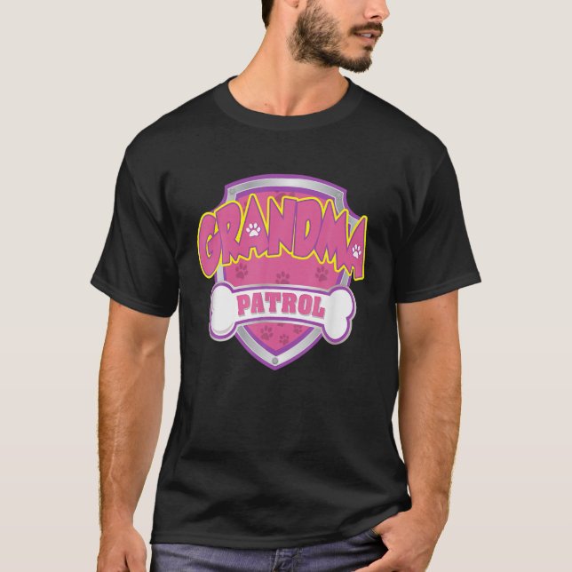 T-shirt Patrouille De Grand-Mère Drôle - Chien Maman, Papa (Devant)