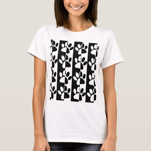 T-shirt Patrouilles Et Rayures De Chien Noir Et Blanc (Devant)