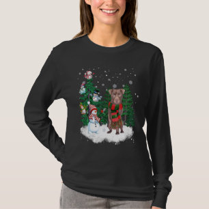 T-shirt Patterdale Terrier Chien Noël Snowman Xmas Tree