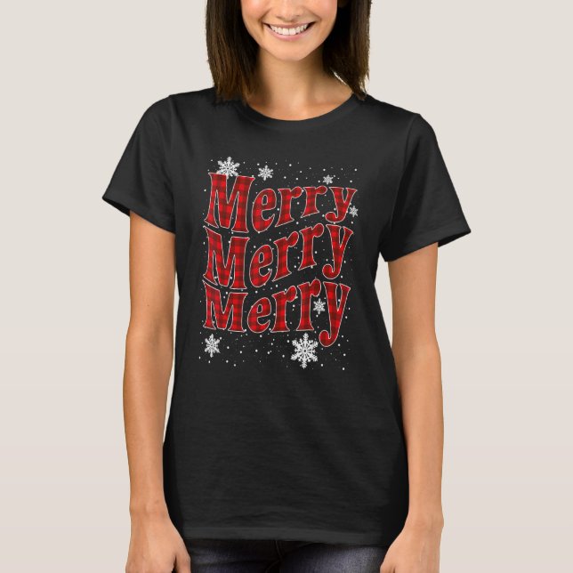 T-shirt Pattern Letter Merry Christmas Xmas (Devant)