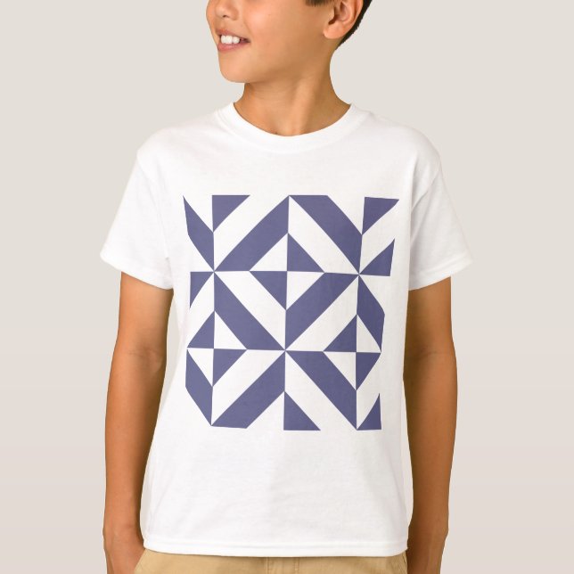 T-shirt Patters Midnight Blue Geometric Deco Cube (Devant)