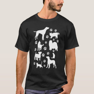 T-shirt Pattes de chien Chat Chien Chats et chiens m