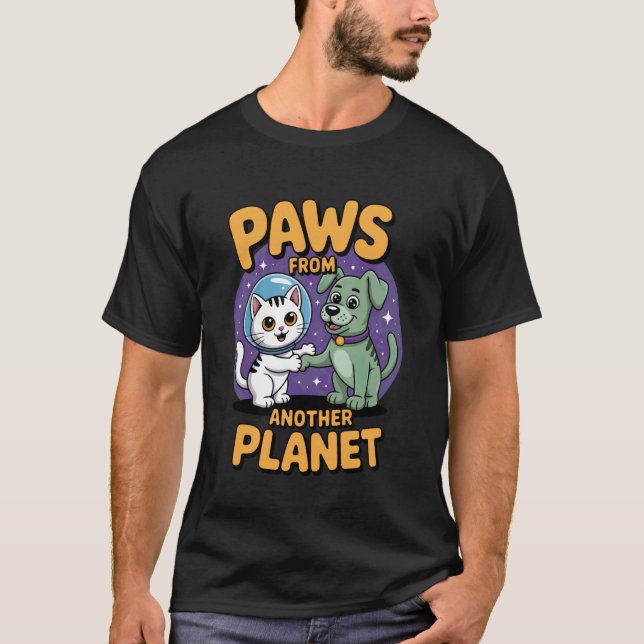 T-shirt Pattes de la planète drôle de chat alien espace ga (Devant)