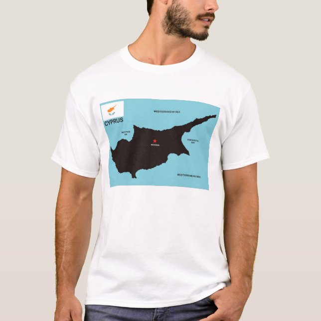 T-shirt Pavillon de la carte politique de Chypre (Devant)