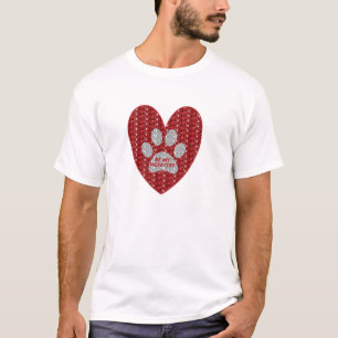 T-Shirt Paw Heart Red Silver Be My Valentine