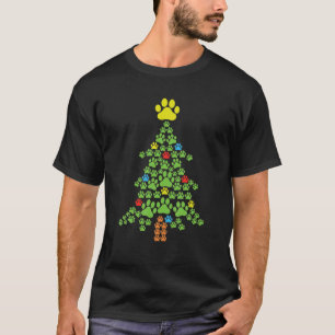 T-shirt Paw Imprimé Arbre de Noël Animaux Lover Xmas