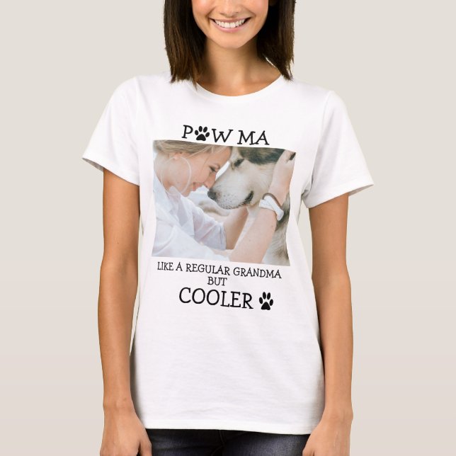 T-shirt Paw ma grand-mère amoureux des chiens photo person (Devant)
