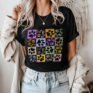 T-shirt Paw pour animal de compagnie rétro À damiers