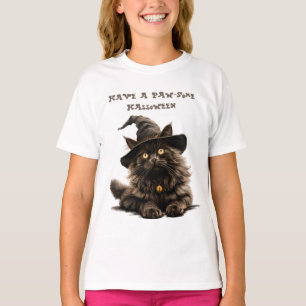 T-shirt Paw-some Halloween Casquette de sorcière de chat n
