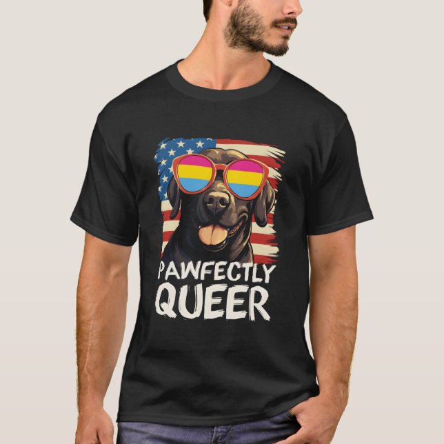 T-shirt Pawfectrly Queer Labrador Panual Flag Sunglasses (Devant)