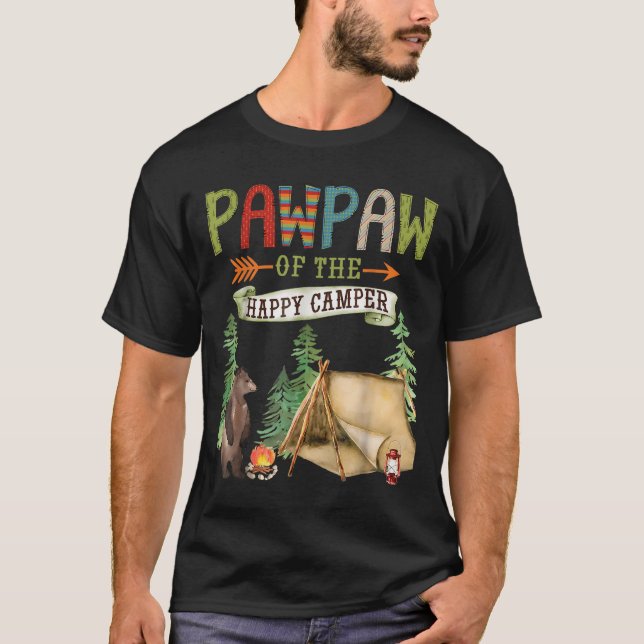 T-shirt Pawpaw Of The Happy Camper First Birthday Camng  (Devant)