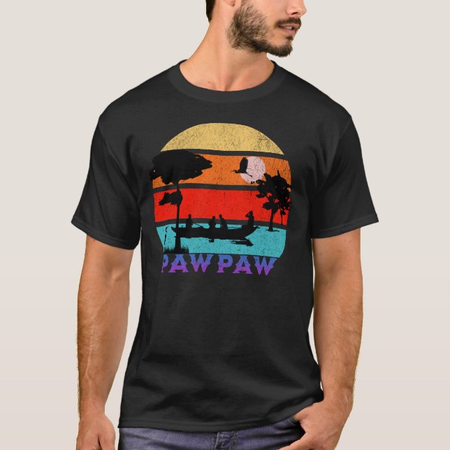 T-shirt Pawpaw Retro Sunset Ocean Grand-père (Devant)