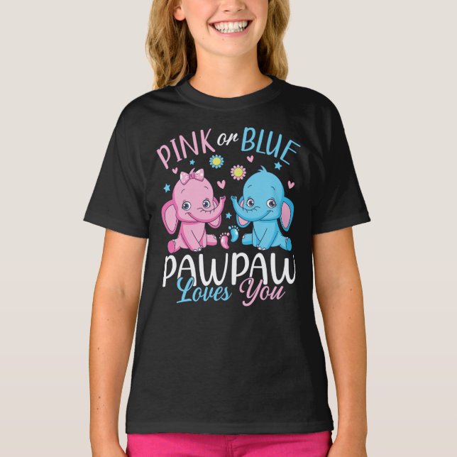 T-shirt Pawpaw Rose Ou Bleu Vous Aime Elephant Baby Girl (Devant)