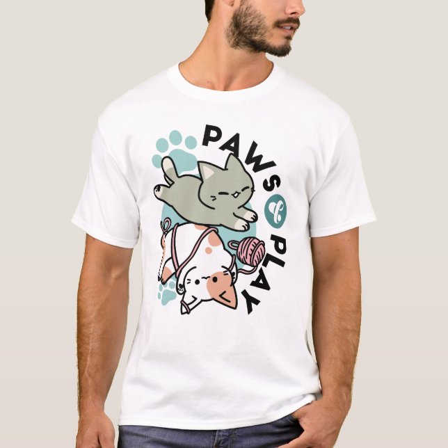 T-shirt Paws and Play – Adorable Cat Illustration (Devant)