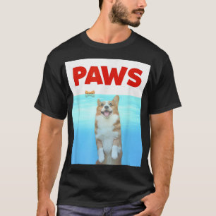 T-shirt Paws Chien Parodie 80s Corgi Shark Funny Chien Cad
