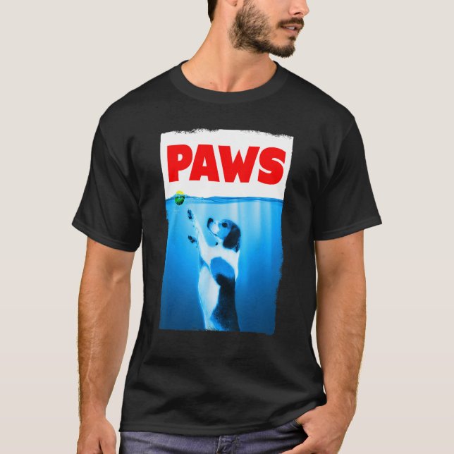 T-shirt Paws Jaws Chien Et Tennis Ball Pour Les Hommes Fon (Devant)