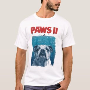 T-shirt PAWS Parodie du film Shark avec un chien Drôle d