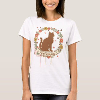 T-shirt Paws & Petals Cat Floral Design