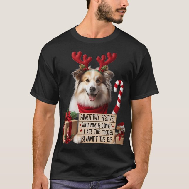 T-shirt PAWSITIVELY FESTIVE Dog | Funny Christmas Cookies  (Devant)