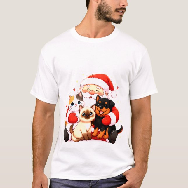 T-shirt Pawsitively Huggable: Santa’s Snuggle Squad (Devant)