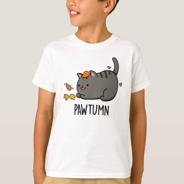 T-shirt Pawtume mignon Automne Kitty Cat Pun (Devant)