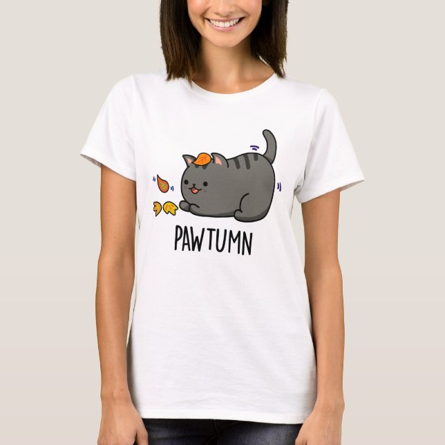 T-shirt Pawtume mignon Automne Kitty Cat Pun (Devant)