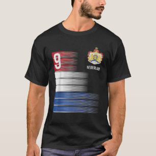 T-shirt Pays-Bas Drapeau Numéro 9 Néerlandais Football Hom