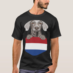 T-shirt Pays-Bas Drapeau Weimaraner Chien dans la poche
