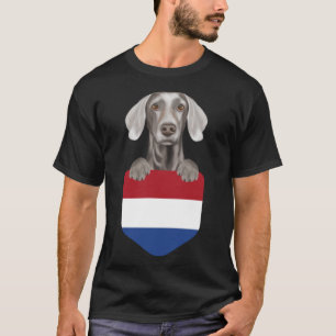T-shirt Pays-Bas Drapeau Weimaraner Chien dans la poche