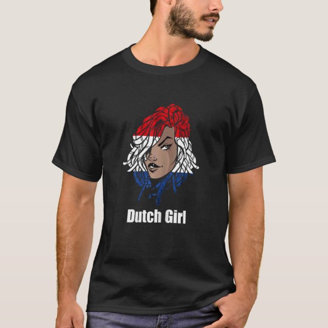 T-shirt Pays-Bas Fille néerlandaise Dreadlocks Cheveux Hol (Devant)