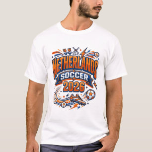 T-shirt Pays-Bas Football 2026 Football Gras Pays Typogr