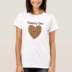 T-shirt Pays Chic Rustique Coeurs En Bois Twine Bow